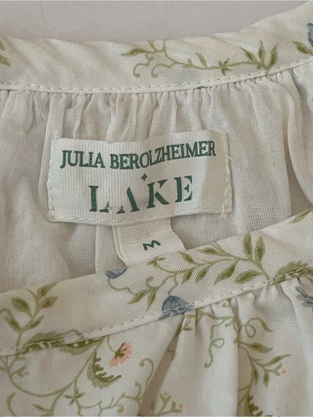 Julia Berolzheimer x LAKE cotton poplin dress gathered sleeves, spring vine, M - Picture 5 of 9